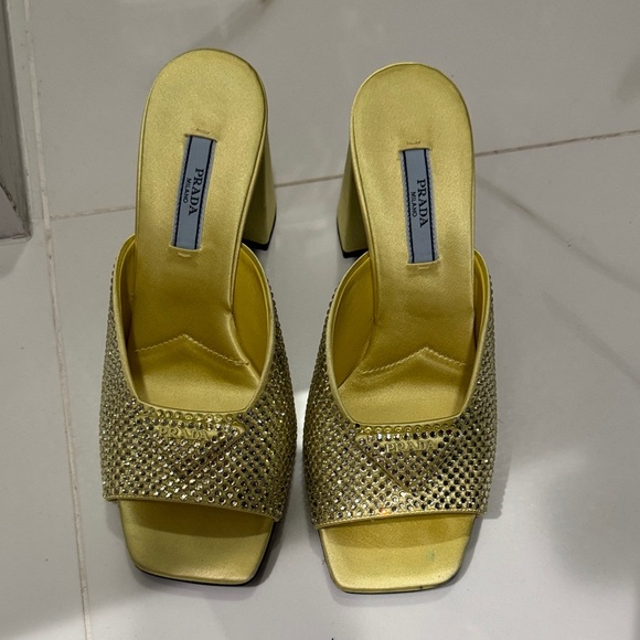 Prada Women's Gold Crystal Heels - Picture 1 of 7